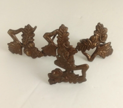 4 Metal Leaf and Acorn Design Napkin Ring Bronze Finish - $11.63