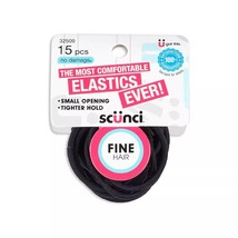 Scunci No-Damage Fine Hair Elastics ~Black ~ 15-Pieces ~ Free Shipping - $6.99