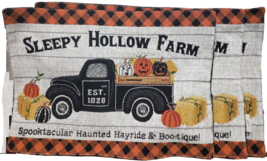 Set Of 3 Same Tapestry Placemats, 13&quot;x18&quot;, Halloween Sleepy Holow Farm Truck, Wh - $17.81