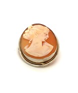 Antique Sign 800 Silver Art Deco Carve Shell Victorian Lady Cameo Brooch... - $749.56 MXN