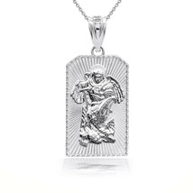 925 Sterling Silver St. 3D Saint Michael Archangel Pendant Necklace - £39.00 GBP+