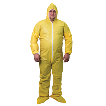 Shieldtech 55 Yellow Chemical Disposable Coverall Suit Hood &amp; Boots, 3XL 25 CASE - £115.35 GBP+