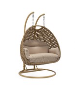 LeisureMod Beige 2 Person Egg Chair - Light Brown Wicker Double Hanging ... - $17,376.57 MXN