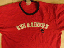 Texas Tech Red Sewn Heavy Ringer T Shirt Adult L Very Nice Free Us Shipping - £13.09 GBP