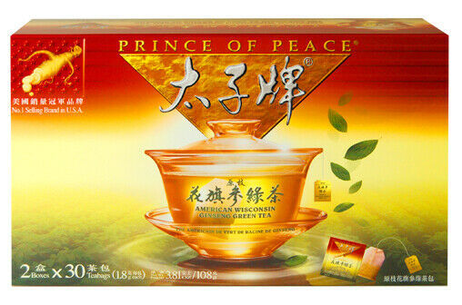 PRINCE OF PEACE AMERICAN WISCONSIN GINSENG GREEN TEA (30 TEA BAGS) - £22.15 GBP