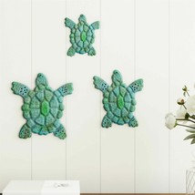 3 Pack Sea Turtles Metal 3D Look Wall Hanging Nautical Ocean Theme Bathroom - £20.47 GBP