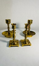 Vintage 6&quot; Brass Candle Stick Holder Set of Two Different Pairs Made India - £29.21 GBP