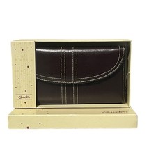 Buxton Bifold Wallet Brown Leather White Stitch Detail Credit Card New I... - $20.78