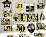 36Pcs Black Gold 50Th Birthday Party Decorations 50Th Birthday Foil Swir... - £15.95 GBP