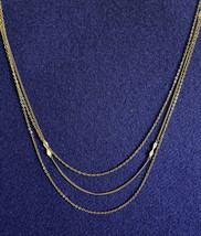 Long 3 Strand Gold Tone Necklace - Approx 34&quot; - £9.74 GBP