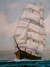 Sailing Pirate Ship Art Print H Paxton Vintage Lithograph Nautical Clipper Boat - £16.09 GBP