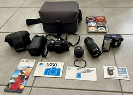 Minolta X-700 MPS 35mm Black SLR Film Camera Huge Bundle with Filters An... - $169.32