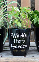 Wicca Witchcraft Ceramic Witch's Herb Garden Flowers Plant Planter Pot H... - $17.99