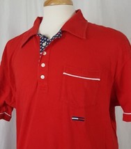 Vtg Tommy Jeans Men&#39;s XL Cotton Polo Shirt Red Stars Hilfiger Flag Color... - $16.99