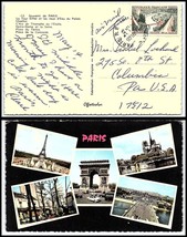 1964 FRANCE Air Mail Postcard - Paris to Columbia, Pennsylvania USA T12 - £2.31 GBP
