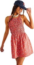 Petunia Cotton Mini Dress Poppy Combo/Pink Sexy-Sweet Free People L - $48.63