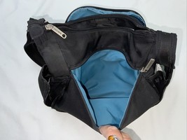 TRAVELON Medium NYLON CROSSBODY- IN Black W/Teal  INTERIOR ~Very Nice ~ EUC - $54.75 CAD