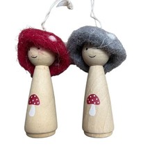 Silver Tree Christmas Ornaments Mushroom People Felted 3 inch With Tags - £9.82 GBP