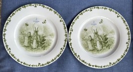 2 Green Toile Peter Rabbit Dinner Plates /The World of Beatrix Potter, 10.5 &quot;NEW - £27.66 GBP