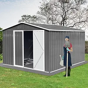 Large Metal Storage Shed,Outdoor Storage Shed 10X8Ft, Heavy Duty Metal T... - $940.99