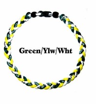 3 Rope Tornado Braided Baseball Softball Necklace 18&quot; 20&quot; Green Yellow White - £7.98 GBP
