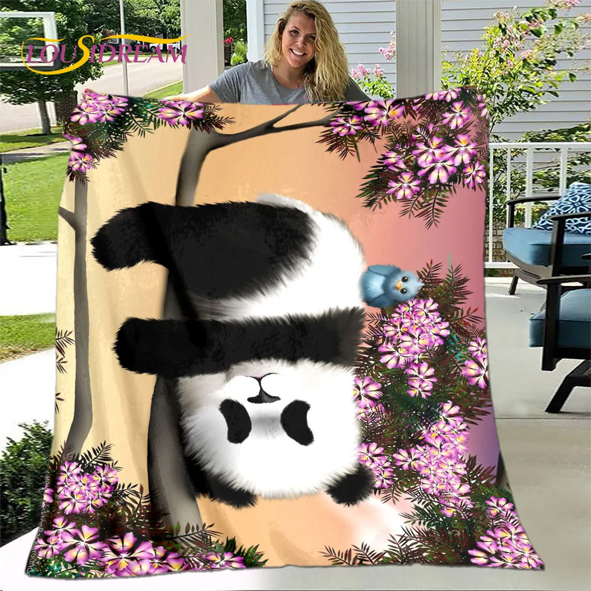 3D Cartoon Cute Panda Blanket,Flannel Blanket Throw Blanket,Child Warm B... - £15.92 GBP+