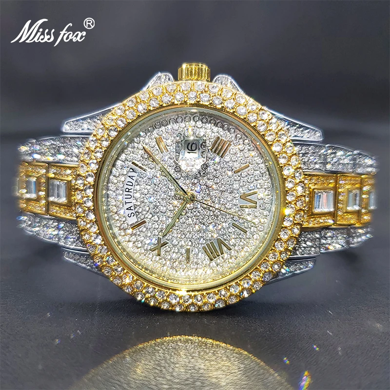 Relogio Masculino Luxury Ice Out Diamond Watch Multifunction Day Date Ad... - $77.07