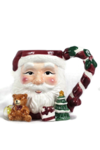 CIC &#39;Tis The Season Santa Head Handpainted Holiday Ceramic Mug 18 Oz - $19.79