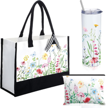 Mothers Day Gift for Mom Wife, 3 Pcs Spring Floral Gift Tote Bag Aesthetic Flowe - £28.11 GBP