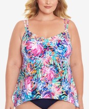 Swim Solutions Womens Plus Size Magnolia Tankini Top Color Floral Multi Size 22W - £33.06 GBP