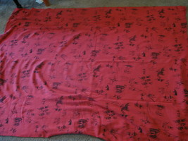  Vintage 1950&#39;s Western Cowboy Horse Arrow Fabric Blanket Native Red  56&quot; x 140&quot; - £148.75 GBP