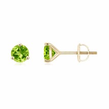 Natural Peridot Solitaire Stud Earrings For Women in 14K Gold (AAA, 5MM) - £270.27 GBP