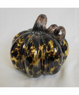 Art Glass Blown Glass Pumpkin Tortoise Shell Large 6&quot; x 6&quot;&quot; GIFT Dark Am... - $363.64 MXN