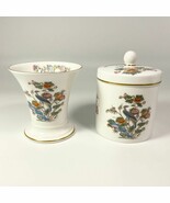 Set of 2 Wedgwood Kutani bird trumpet Vase &amp; lidded jar - $41.25 CAD
