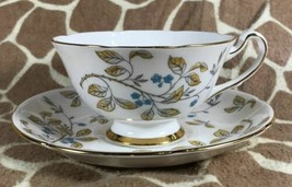 Vintage Royal Grafton Fine Bone China Leafy Lane Pattern Tea Cup and Sau... - $50.00
