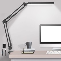 Led ,Adjustable Swing Arm With Clamp,Dimmable Desk Light Eye-Care Table Light, M - £36.98 GBP