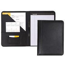 Samsill Contrast Stitch Leather Zippered Portfolio Folder/Business Portf... - $53.79