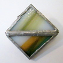 Tilted Square Tile Style Brooch Pin Silver Tone Metal Unique Minimalist - £13.37 GBP