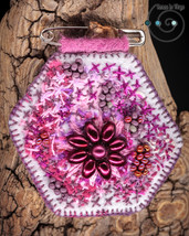 wish talisman, bag charm, safety pin boho amulet, hippie brooch, purple,... - $27.00