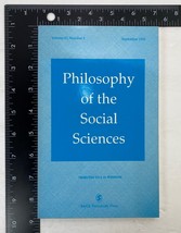 Philosophy of the Social Sciences, September 1993 Vol 23 No 3, Sage Jour... - £15.69 GBP