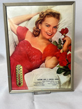 Vtg Keystone Hotel &amp; Cocktail Lounge Framed Ad Thermometer Woman In Red ... - £23.75 GBP