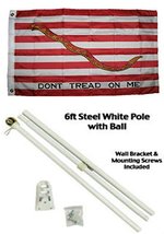 2x3 2&#39;x3&#39; Navy Jack Gadsden Flag White Pole Kit Gold Ball Top - £23.60 GBP