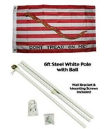 2x3 2&#39;x3&#39; Navy Jack Gadsden Flag White Pole Kit Gold Ball Top - $568.90 MXN