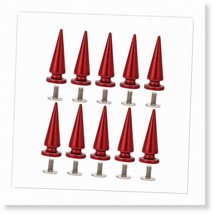 Copper Spike Studs - Vibrant Red Leather Rivet Set (10Pcs) - DIY Metal Studs for - $32.66