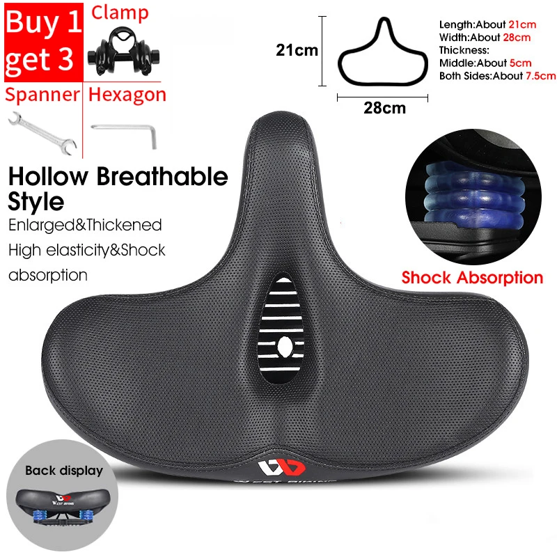 WEST BI Ergonomic Soft Bicycle Saddle Widen Thicken Cushion Comfortable  Cycling - £109.85 GBP