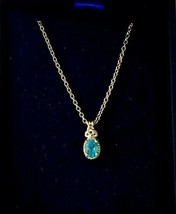 NEW Natural Turquoise Paraiba Apatite Love Knot Necklace, Yellow Gold Vermeil - £62.34 GBP