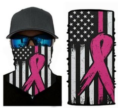 Neck Gaiter Breast Cancer Pink Ribbon Flag Baseball Softball Football Fa... - £4.63 GBP+