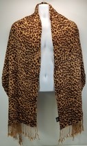 I) Women&#39;s Leopard Print Fringed Tassel Scarf 100% Rayon - £9.33 GBP