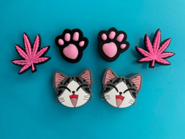 6 Shoe Charm Kitty Cat Paws Weed Leaf Plug Button Accessories Compatible W/Croc - $12.99