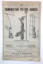 Antique Print Ad Fowler &amp; Seemann Combination Picture Hanger Late 1800s - $12.00